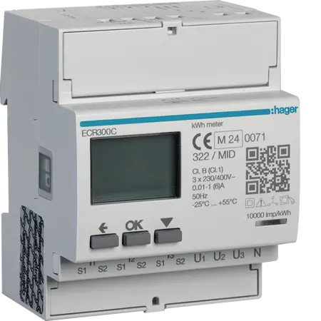 3 Phase kWhmeter via CT 1A or 5A 4M MODBUS MID