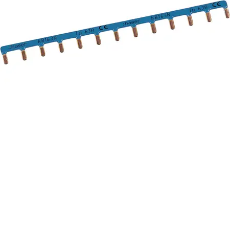 Insulated busbar 1P 63A prong 10mm² blue 13M