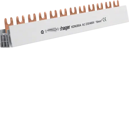 Insulated busbar 2P 80A fork 16mm² 12M