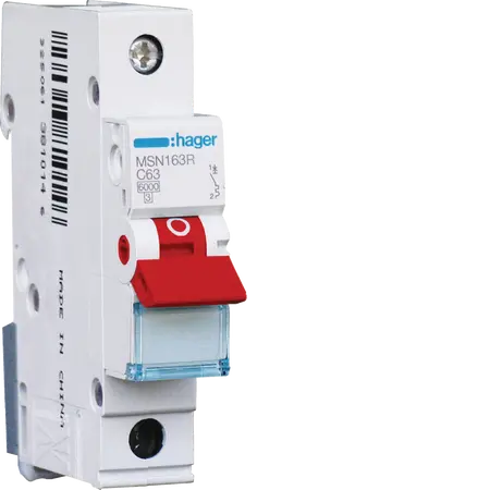 MCB 1P 6kA C-63A 1M