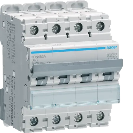 MCB 4P 10kA/15kA D-63A 4M