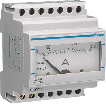 Analogue ammeter 0-150A indirect reading