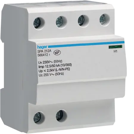 SPD 2P monobloc 12.5kA class 1 with light indicator TT