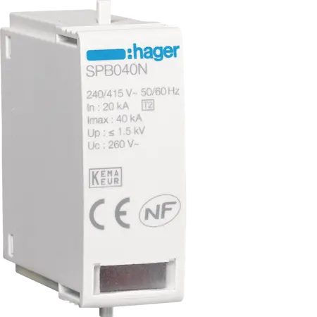 Cartridge N-PE Uc 260V In 20kA Imax 40kA Up 1.5kV