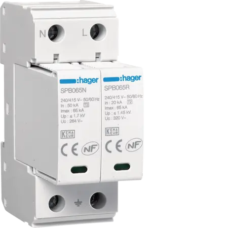Surge Protection Device 2P T2 TNS/TT Uc 320V In 20kA Imax 65kA remote contact