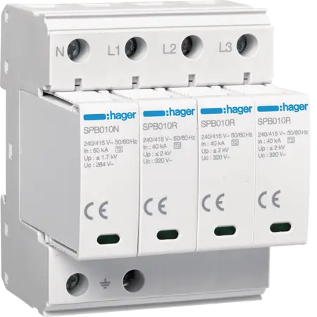 Surge Protection Device 4P T2 TNS/TT Uc 320V In 40kA Imax 100kA  remote contact