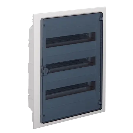 Small distributor,golf,flush,3row,IP40,54M,MS-terminal,ANZ,N+PE,transparent door