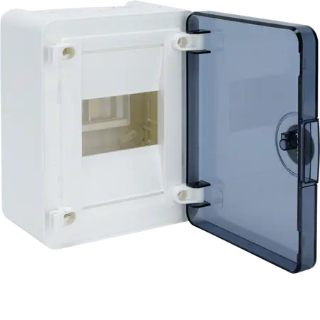 Small distributor,golf,surface,1row,IP40,4M,MS-terminal,AUS,N+PE,transparen door