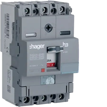 Moulded Case Circuit Breaker h3 x160 TM ADJ 3P3D  25A 25kA CTC