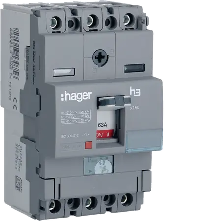 Moulded Case Circuit Breaker h3 x160 TM ADJ 3P3D  63A 25kA CTC