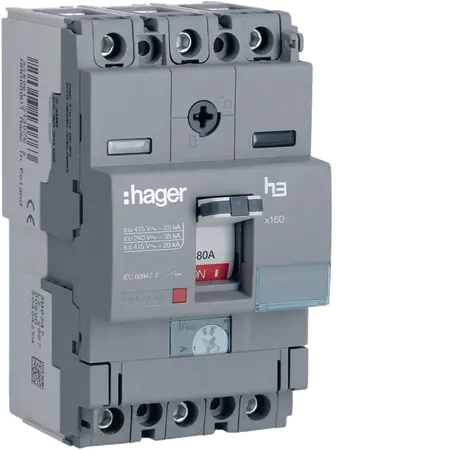 Moulded Case Circuit Breaker h3 x160 TM ADJ 3P3D  80A 25kA CTC