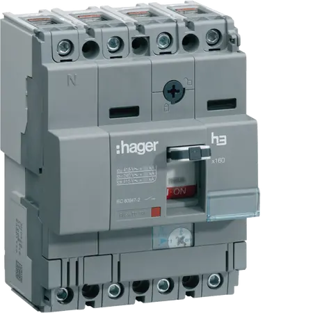 Moulded Case Circuit Breaker h3 x160 TM ADJ 4P4D N0-100% 80A 25kA CTC
