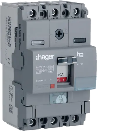 Moulded Case Circuit Breaker h3 x160 TM ADJ 3P3D  100A 25kA CTC
