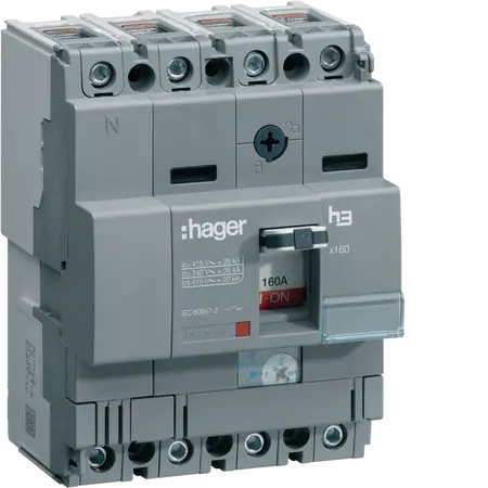 Moulded Case Circuit Breaker h3 x160 TM ADJ 4P4D N0-100% 160A 25kA CTC