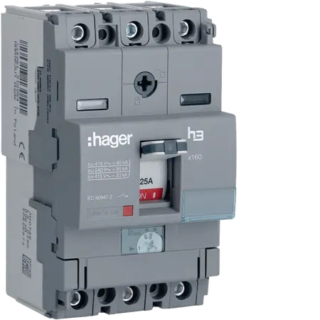 Moulded Case Circuit Breaker h3 x160 TM ADJ 3P3D  25A 40kA CTC