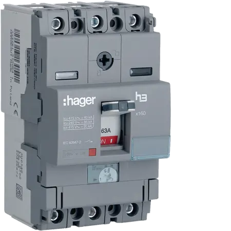 Moulded Case Circuit Breaker h3 x160 TM ADJ 3P3D  63A 40kA CTC