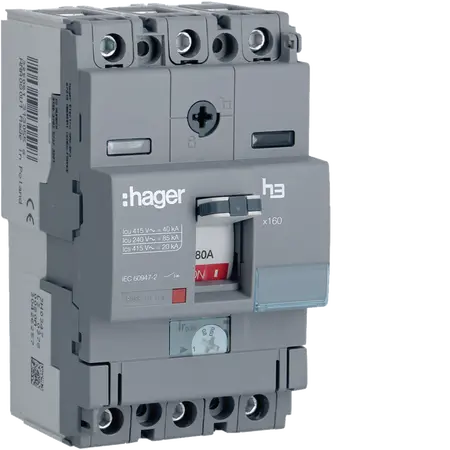 Moulded Case Circuit Breaker h3 x160 TM ADJ 3P3D  80A 40kA CTC