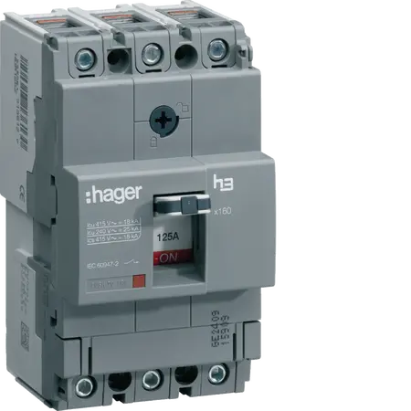 Moulded Case Circuit Breaker h3 x160 TM ADJ 3P3D  125A 40kA CTC