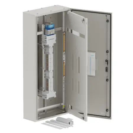 DB, elite, 24/18Pole, Meter, 250A Isolator Twin, 8 Modules, grey,1400x600x250mm
