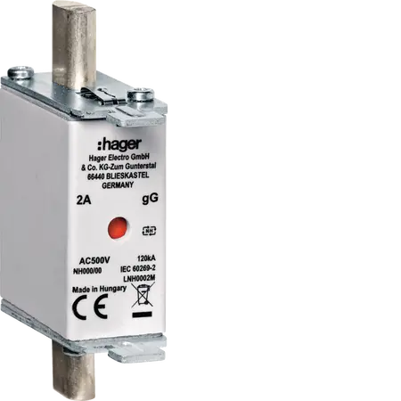 HRC LV fuse NH000 gG AC500V 50A double indicator with live gripping-lugs