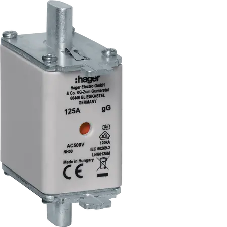HRC LV fuse NH00 gG AC500V 125A double indicator with live gripping-lugs