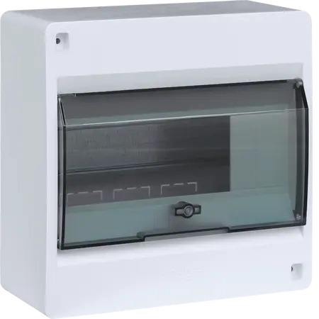 Sm.distr.,VD/IC²,surface,1row,8M,IP40,MS-terminals,N+PE,AUS,transparent door