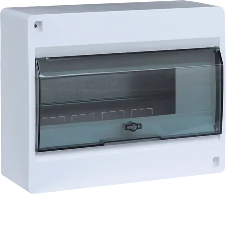 Sm.distr.,VD/IC²,surface,1row,10M,IP40,MS-terminals,N+PE,AUS,transparent door