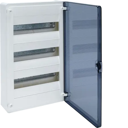 Small distributor,golf,surface,3row,IP40,36M,MS-terminal,ANZ,N+PE,transpare door