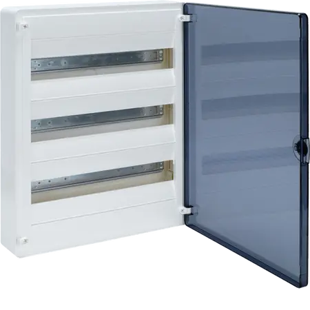 Small distributor,golf,surface,3row,IP40,54M,MS-terminal,ANZ,N+PE,transpare door