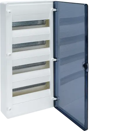 Small distributor,golf,surface,4row,IP40,48M,QC-terminal,N+PE,transparent door
