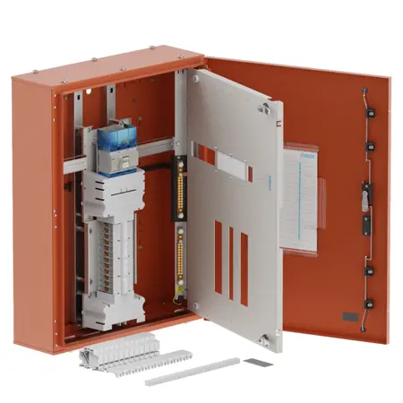 Single chassis, apex, 24Pole, 250A Isolator Twin, 6 Modules,orange,800x600x200mm