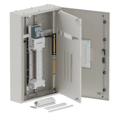 Single chassis, apex, 36 Pole, 200A MCCB Twin, 6 Modules, grey, 1000x600x200mm