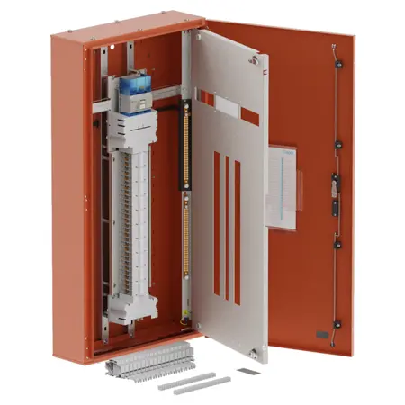 Singe chassis, apex, 60Pole, 250A Isolator Twin, 6 Modules,orange,1200x600x200mm