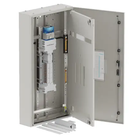 DB, apex+, 24Pole, Meter, 250A Isolator 2x8 Mod+26 Mod, grey,1200x600x200mm