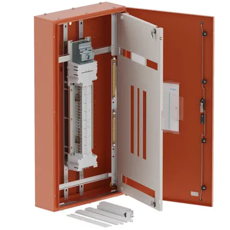 DB, apex+, 24/18Pole, 160A MCCB Twin, 8 Modules, orange, 1200x600x200mm