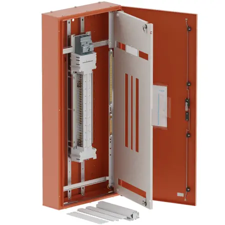DB, apex+, 42/12Pole,200A MCCB Twin, 8 Modules, orange, 1400x600x200mm