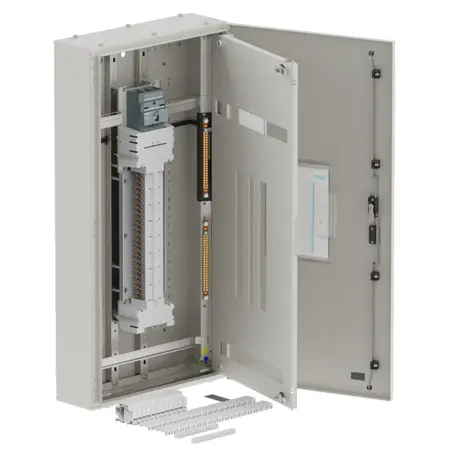 DB, apex+, 48Pole, 200A MCCB Twin,8 Mod+26 Mod, grey,1200x600x200mm
