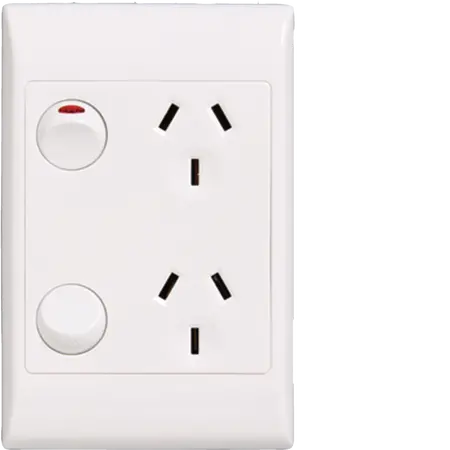 Socket Twin 10A Vertical Shutter Black