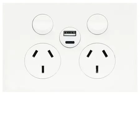 UNI. Twin Socket  + USB A+C  MW