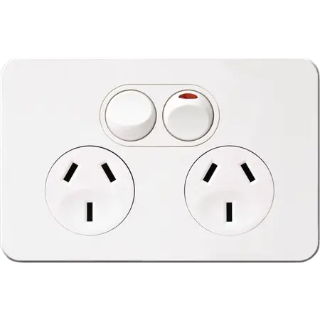 SIL. 10A twin socket Horz+ shutter MW