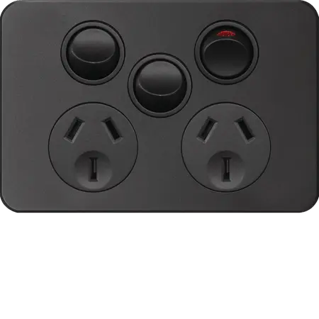 SIL. 10A twin socket Horz + mech MB