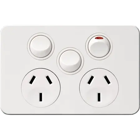 SIL. 10A twin socket Horz + mech MW
