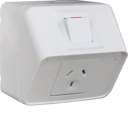 Socket IP53 single horizontal 10A