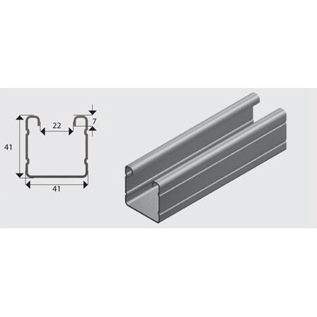 E2000 41x41mm Ribbed Channel/Strut HDG