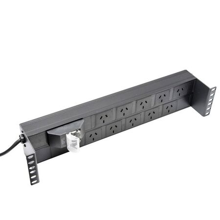 CERTECH Horizontal 2RU PDU, 10 x 10 Amp 3 Pin Outlets w/ 10 Amp Plug