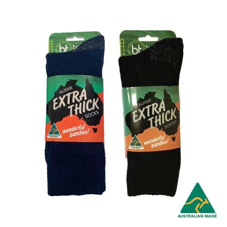 Aussie Extra Thick Unisex Bamboo Socks – Bamboo Textiles [ SOCK-BT-AUSTHICK-B-14-18 ]