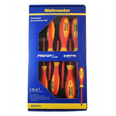 Screwdriver Set 6 Piece 1000V VDE – Wattmaster [ TOOL-W-WAT620757 ]