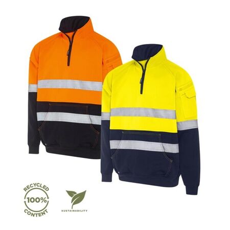 Recycled Two Tone Fleece Jumper 1/4 Zip – Mack [ FLEECE-M-MK9186528-YN-L ]