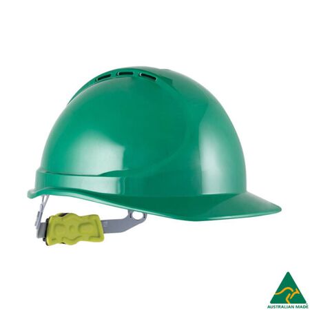 Vented Type 1 Hard Hat with Ratchet Harness – Force360 [ HELMET-F-HPFPRGTE01-GRN ]