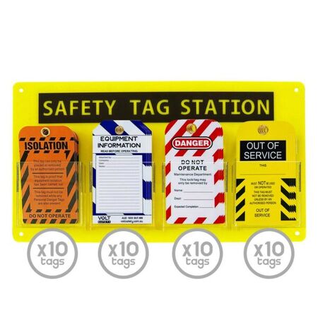 Wall Mounted Lockout Station Tag Centre – Volt Safety [ LOCKOUT-STATION-TAG-4-K ]